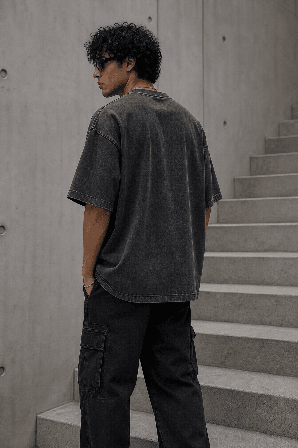 Oversized washed tee, back and side fit